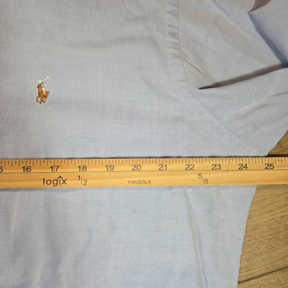 Vintage Polo Ralph Lauren Yarmouth Shirt Mens 16 35 Blue Oxford Cotton Flesh